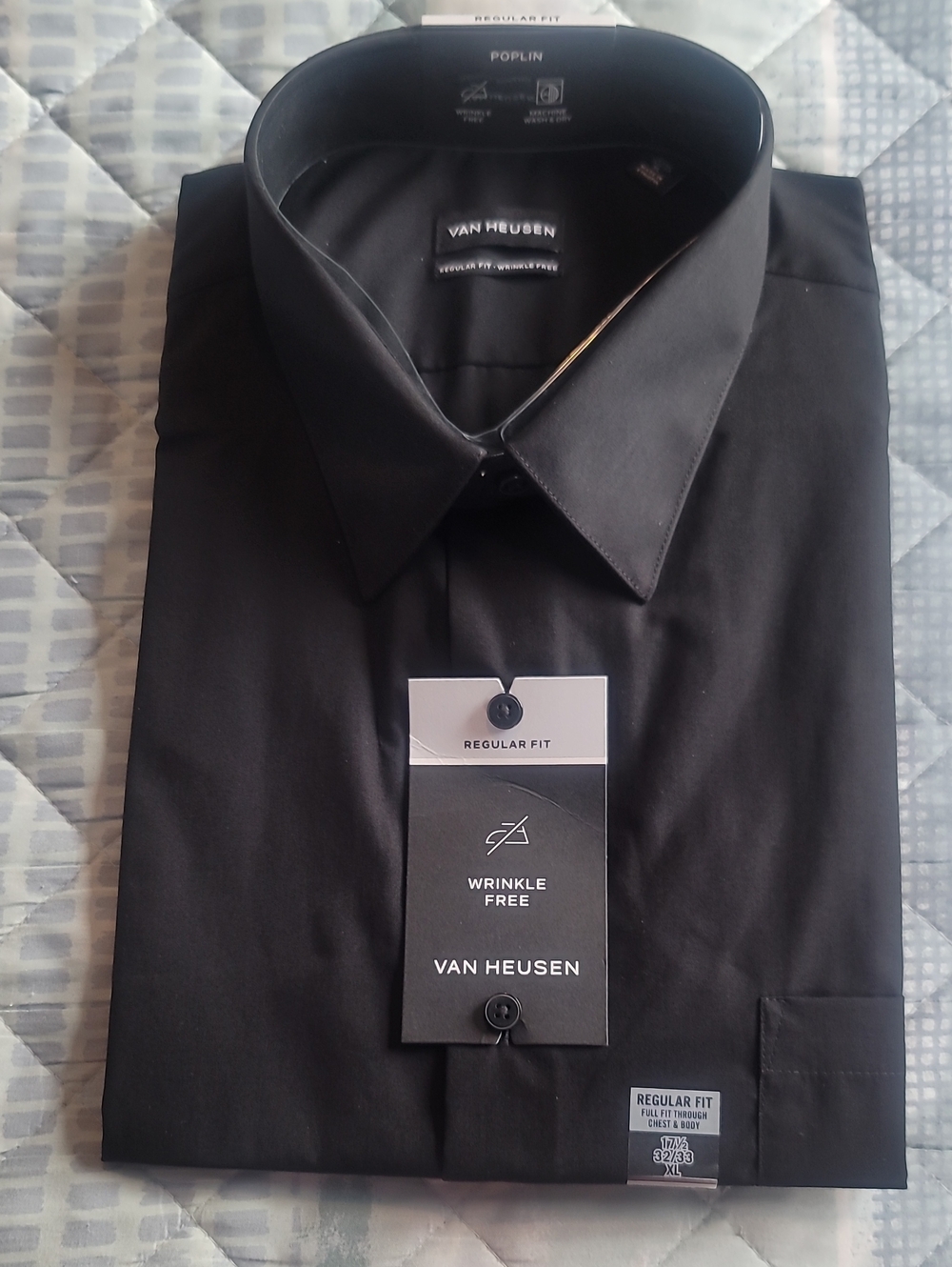 Van Heusen Black Poplin Dress Shirt - Regular Fit